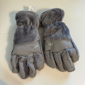 Head Gray Faux Fur ThermalFur Fleece Winter Gloves Mittens Size Large